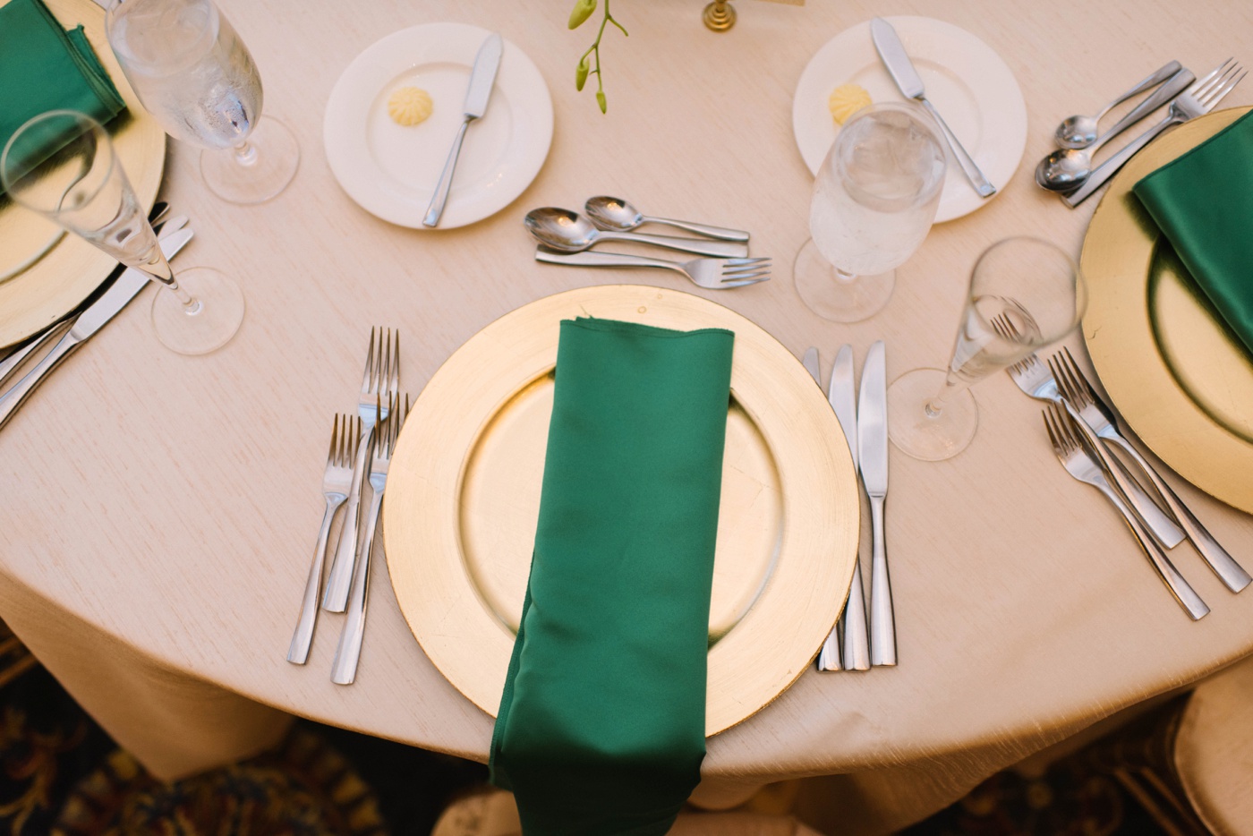 gold and green wedding reception