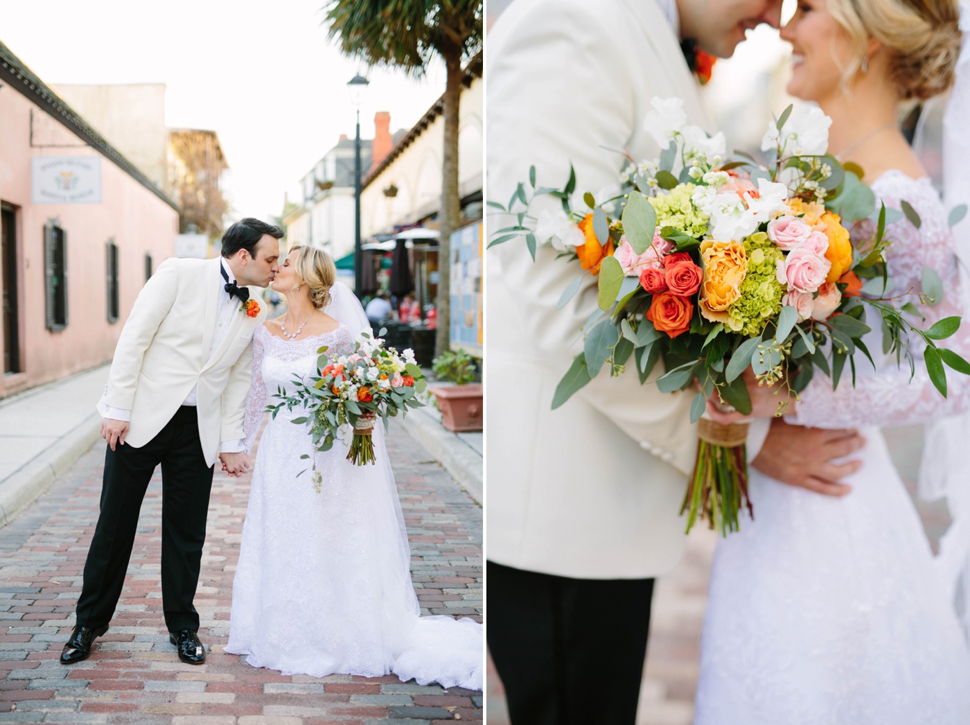 st. augustine streets bride and groom wedding photos
