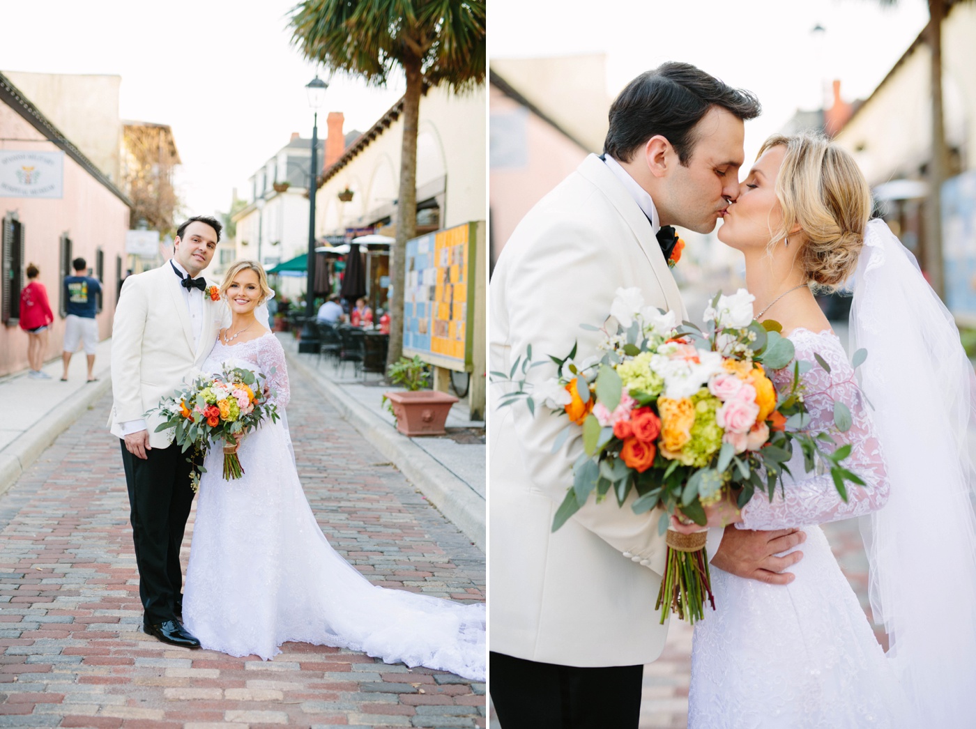 bride and groom portraits st augustine streets