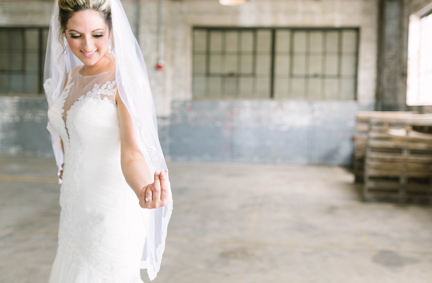 Downtown Jacksonville Florida Glass Factory wedding bride portrait