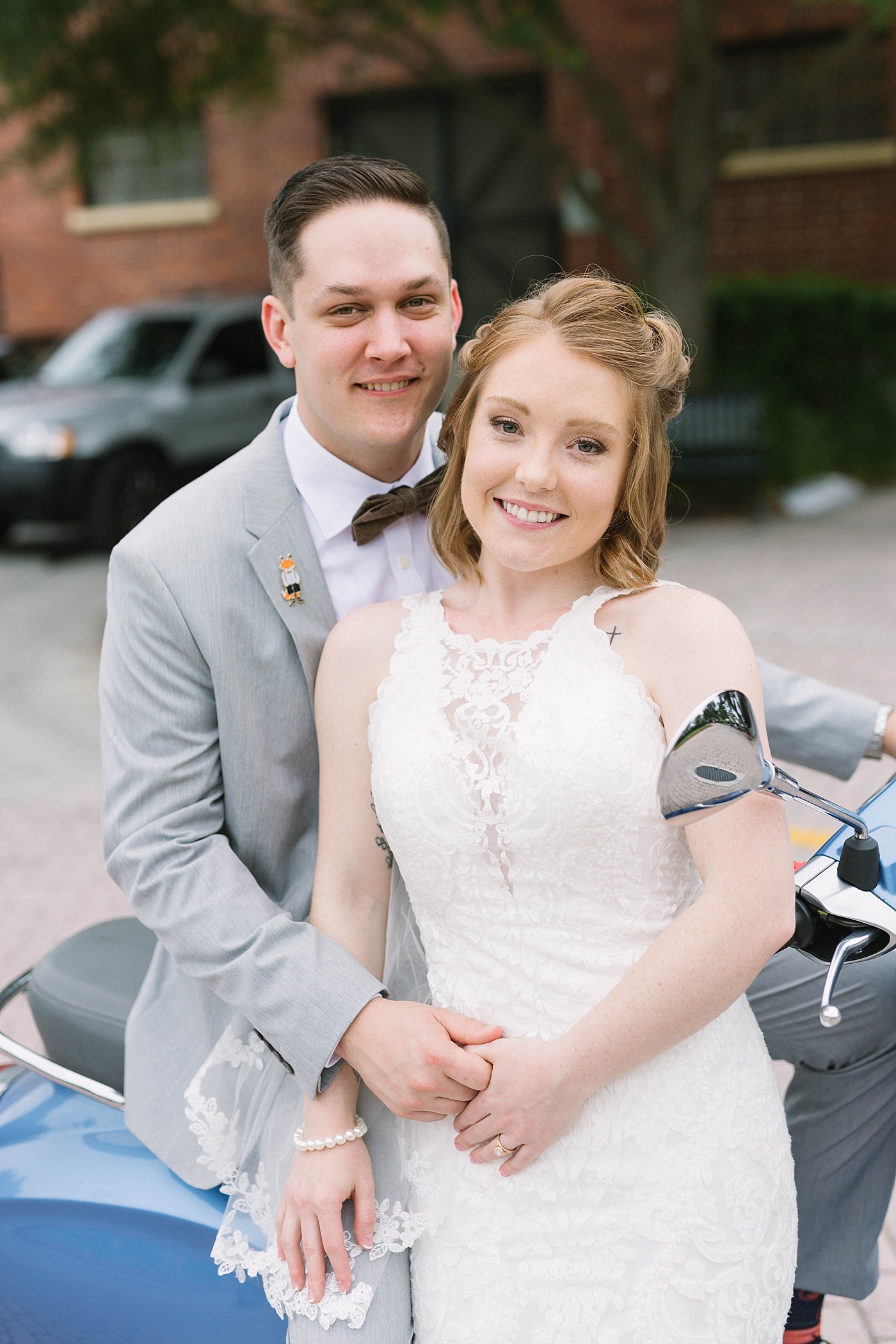 bridal portaits on moped