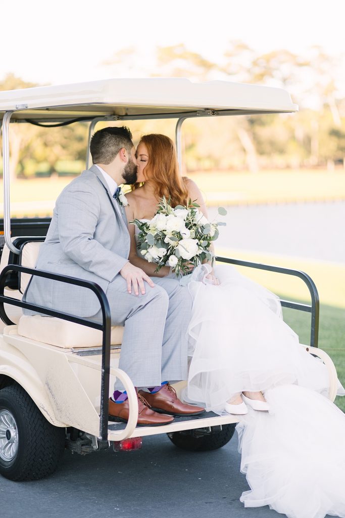 tpc sawgrass ponte vedra wedding bride and groom on golf cart