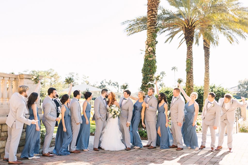 dusty blue and gray bridal party