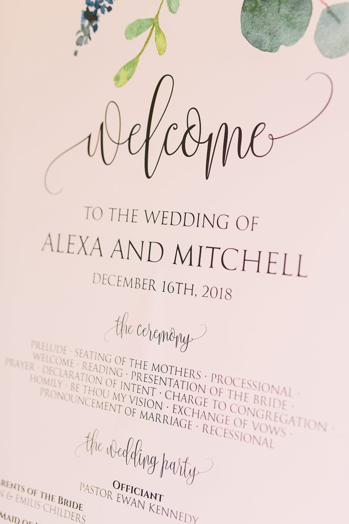 wedding reception calligraphy welcome sign