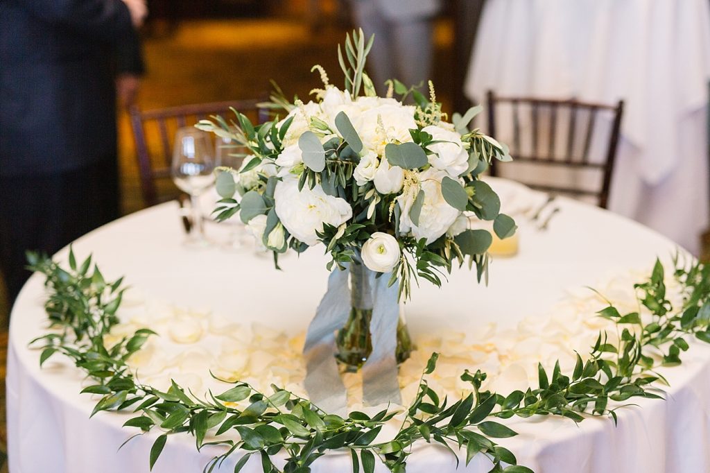 white and green wedding centerpieces