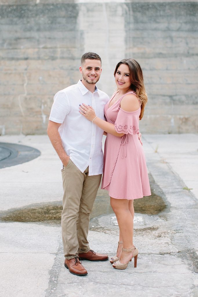 pink dress for engagement photos